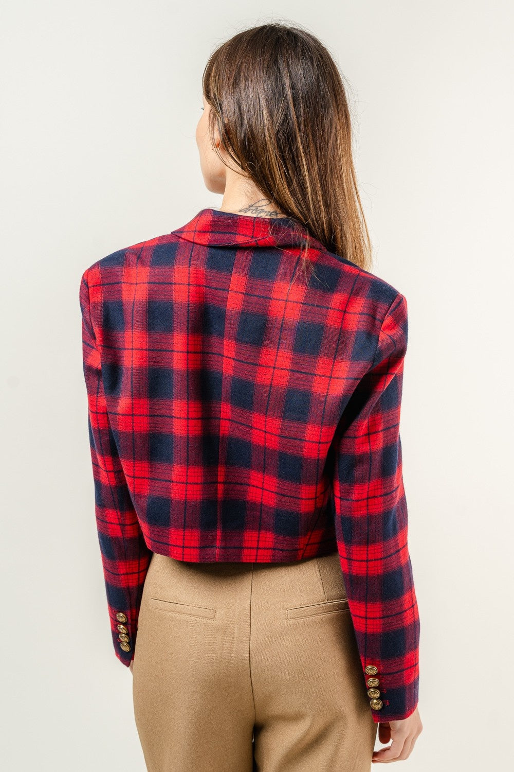 Plaid Cropped Blazer