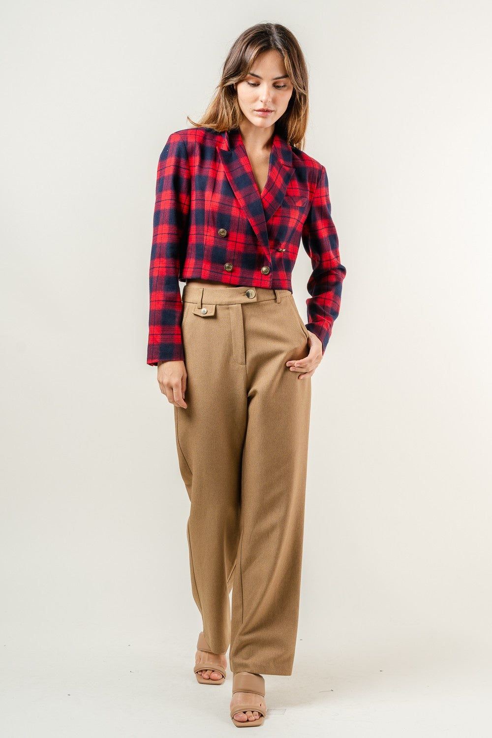 Plaid Cropped Blazer