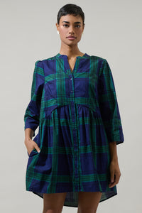 Plaid Button Down Mini Dress