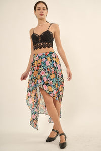 Floral High-Low Skirt