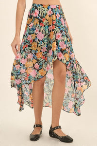 Floral High-Low Skirt