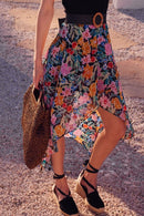 Floral High-Low Skirt