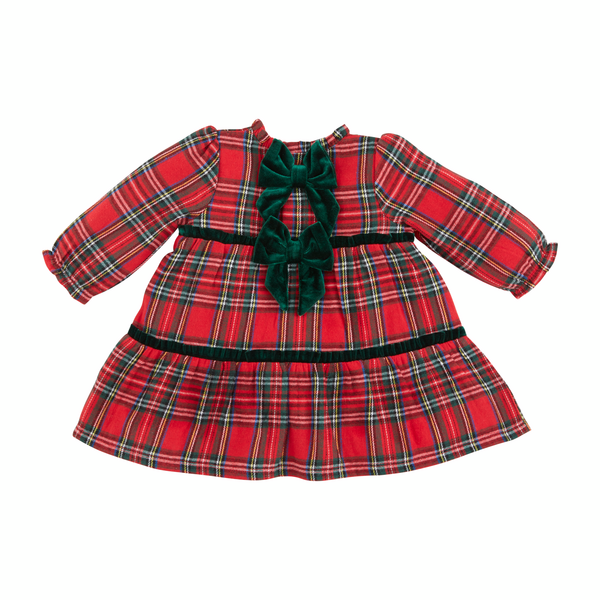 Plaid Velvet Bow Dress