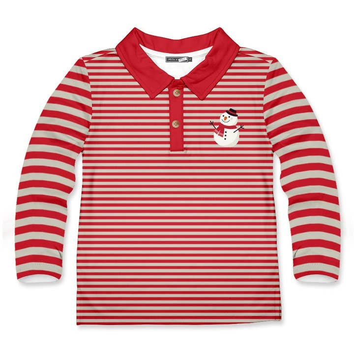 Snowman Striped Polo