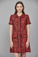 Sequin Embellished Tweed Dress