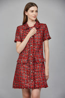 Sequin Embellished Tweed Dress