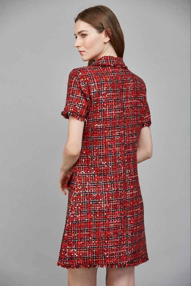Sequin Embellished Tweed Dress