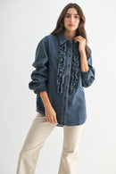 Ruffle Denim Blouse