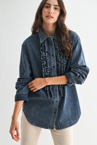 Ruffle Denim Blouse