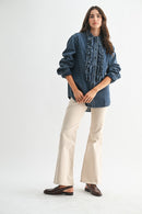 Ruffle Denim Blouse