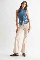 Horse Embroidered Denim Vest