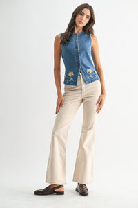 Horse Embroidered Denim Vest