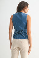Horse Embroidered Denim Vest
