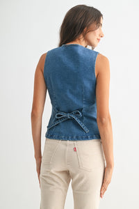Horse Embroidered Denim Vest