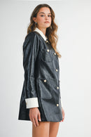 Leather Contrast Mini Dress