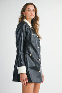 Leather Contrast Mini Dress