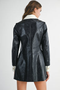 Leather Contrast Mini Dress