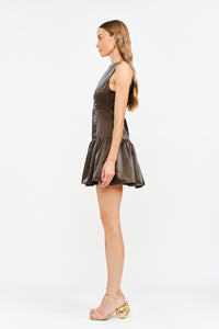 Satin Drop Waist Mini Dress