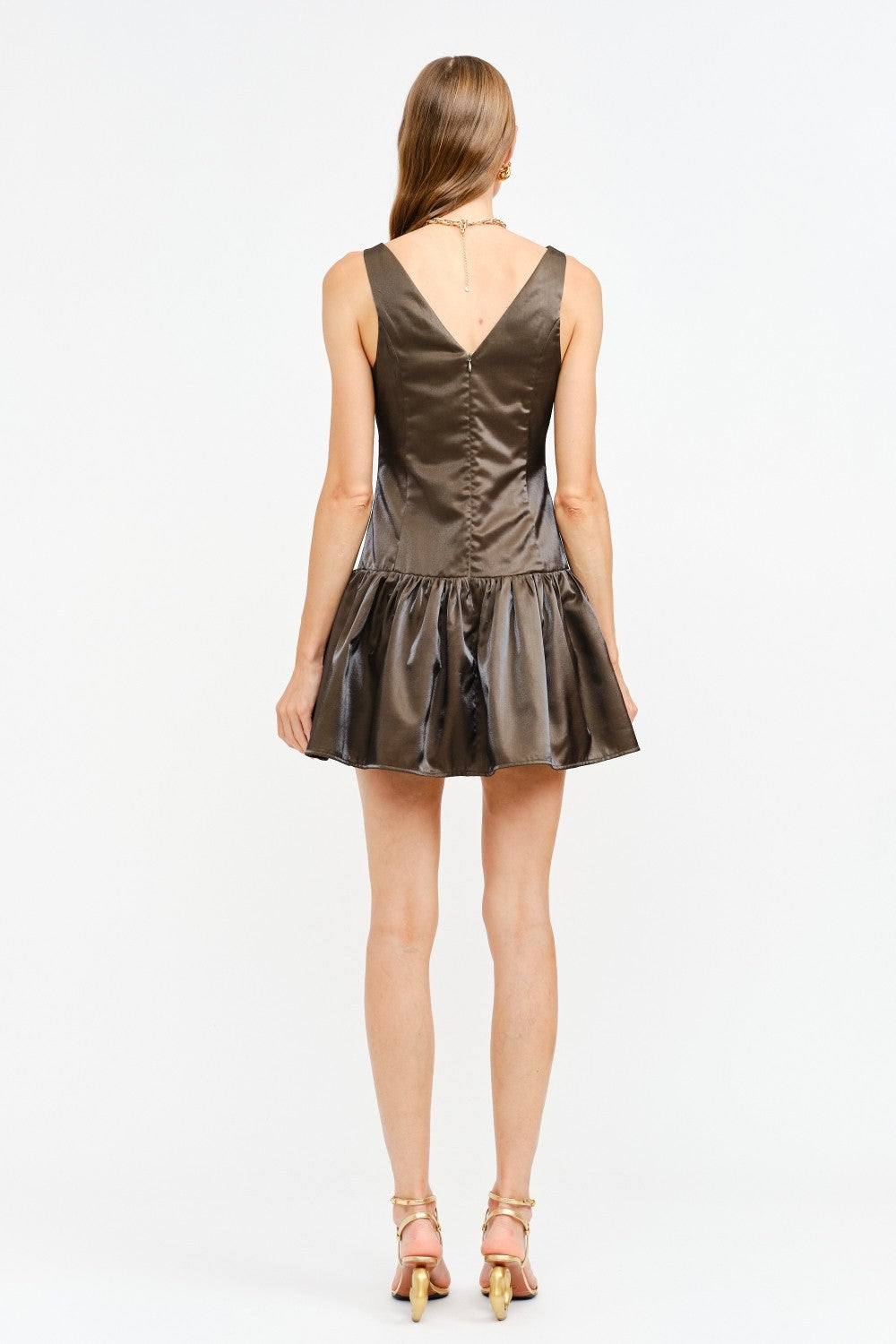 Satin Drop Waist Mini Dress