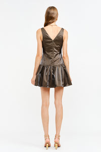 Satin Drop Waist Mini Dress