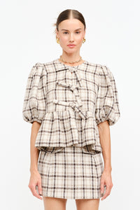 Plaid Front-Tie Top