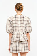 Plaid Front-Tie Top