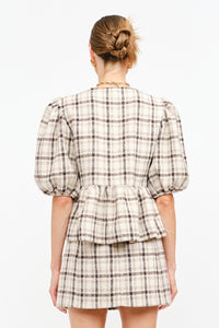 Plaid Front-Tie Top