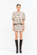 Plaid Front-Tie Top