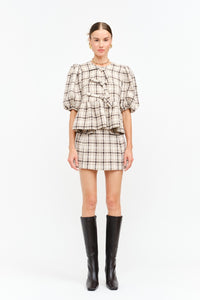 Plaid Front-Tie Top