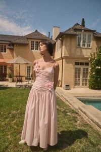 Ruched 3D Floral Maxi Dress