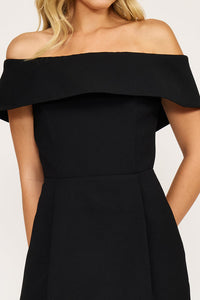 Black OTS Mini Dress