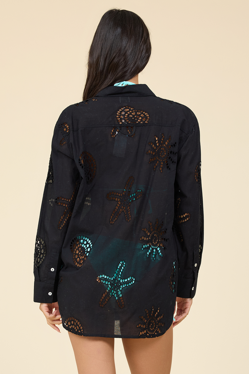Ocean Eyelet Button Down
