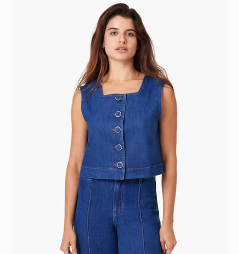 Denim Covered Button Vest