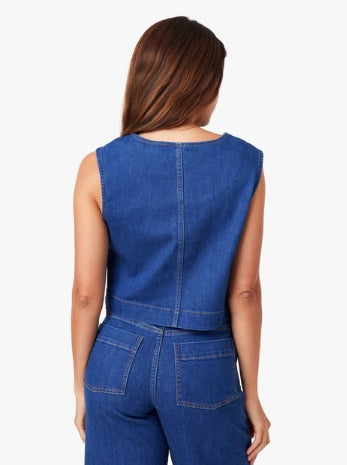 Denim Covered Button Vest