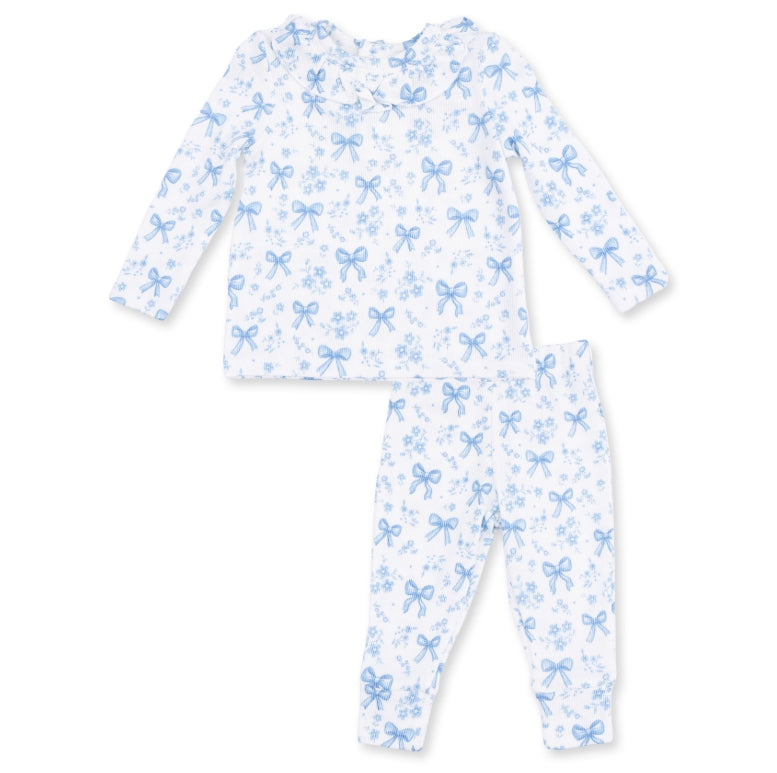 Blue Bows Ribbed Set