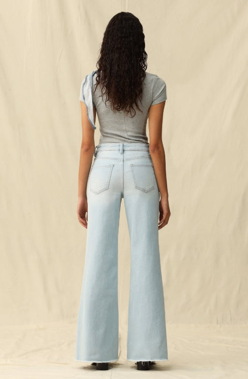 Button-Fly Wide Leg Jeans