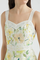 Lace Trim Sleeveless Midi Dress