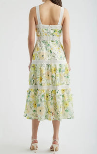 Lace Trim Sleeveless Midi Dress