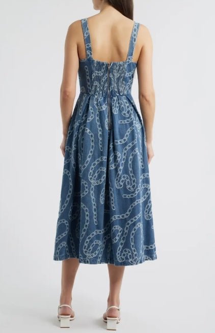 Chain Denim Midi Dress