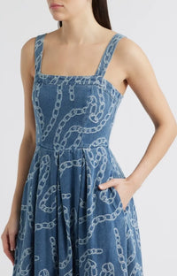 Chain Denim Midi Dress