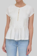 Pintuck Pleat Peplum Top