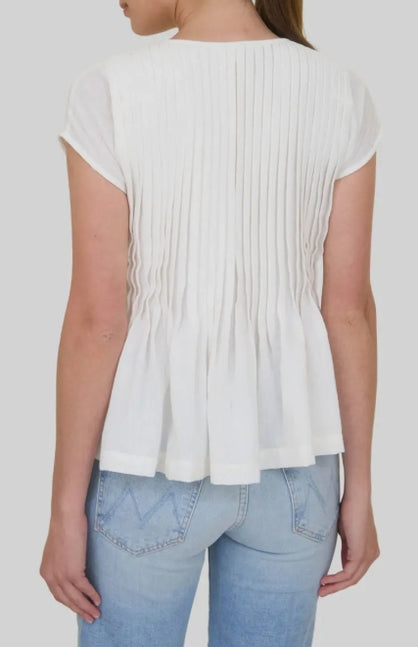 Pintuck Pleat Peplum Top