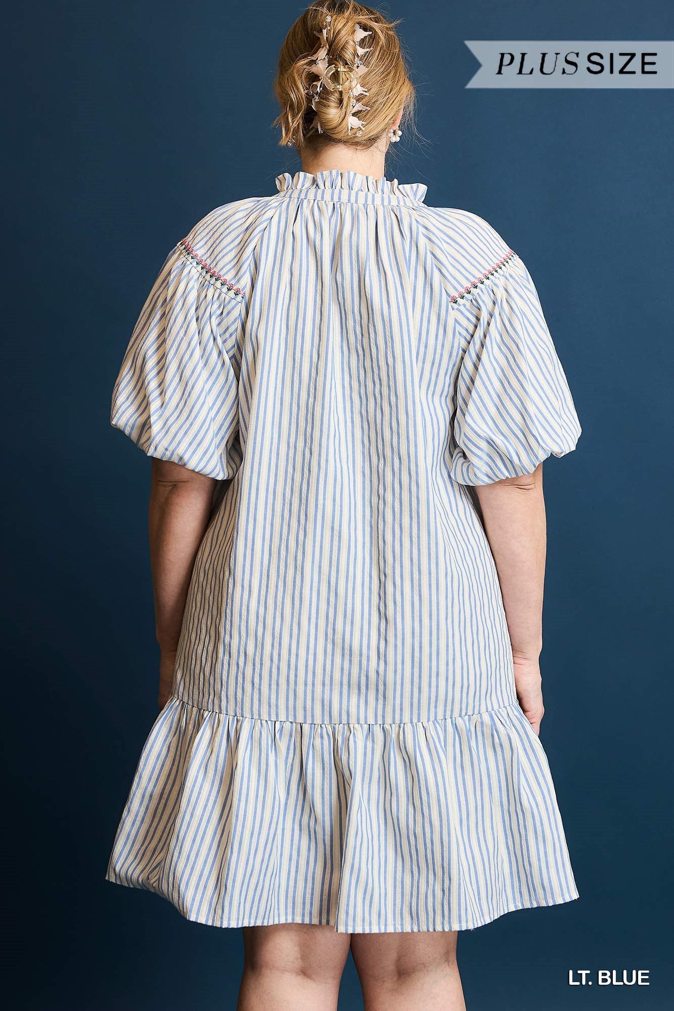 Stripe Embroidered Dress