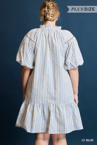 Stripe Embroidered Dress