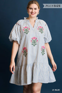 Stripe Embroidered Dress