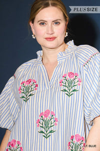 Stripe Embroidered Dress