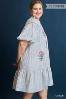 Stripe Embroidered Dress
