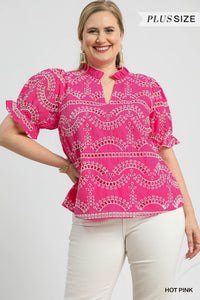 Embroidered Puff Sleeve Blouse