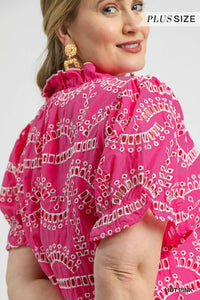 Embroidered Puff Sleeve Blouse