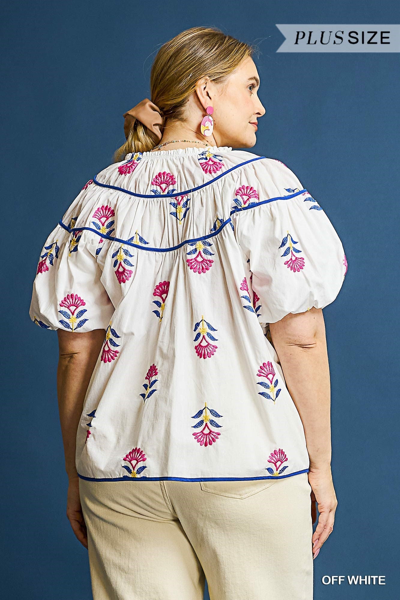 White Stamp Embroidered Blouse